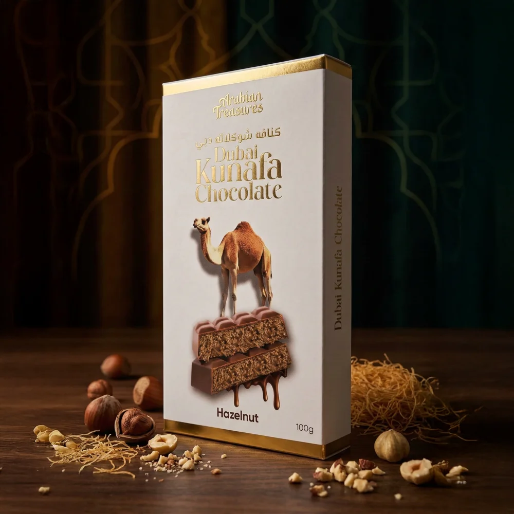 Arabian Treasures - Dubai Kunafa Chocolate (Hazelnut 100g) - Image 2