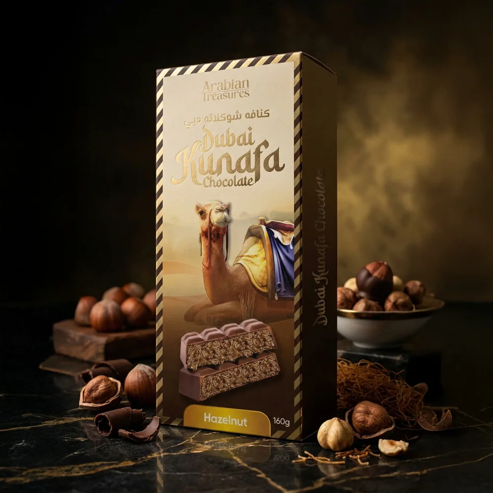 Arabian Treasures - Dubai Kunafa Chocolate (Hazelnut 160g) - Image 2